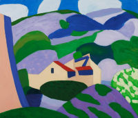 Gudrun Petersdorff, Opoul-Périllos, Languedoc-Roussillon, Frankreich, 2008, 55 x 65cm, Öl auf Leinwand, Foto Christoph Sandig